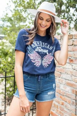 Mark New Graphic Tees American Woman Graphic Tee