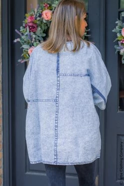 001 New Basics Chambray Poncho Top 9 001 New Basics Chambray Poncho Top