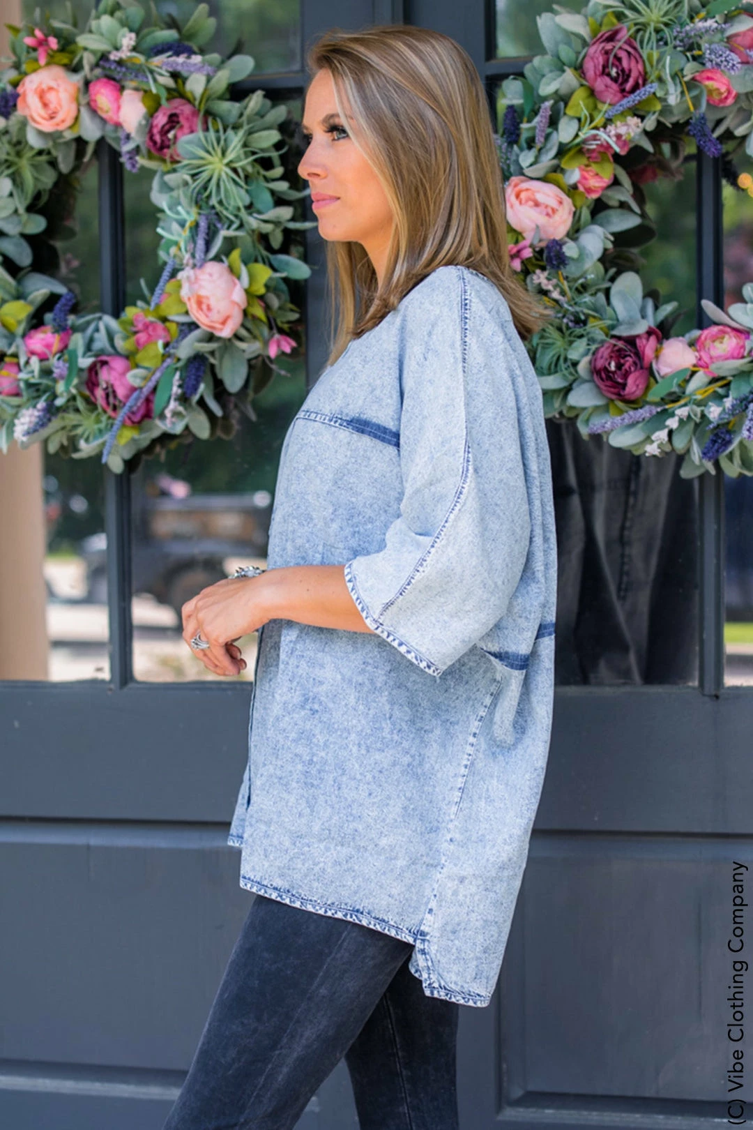 001 New Basics Chambray Poncho Top 5 001 New Basics Chambray Poncho Top