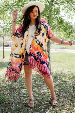 003 New Cardigans & Vests Coral Oasis Kimono