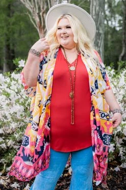 003 New Cardigans & Vests Coral Oasis Kimono