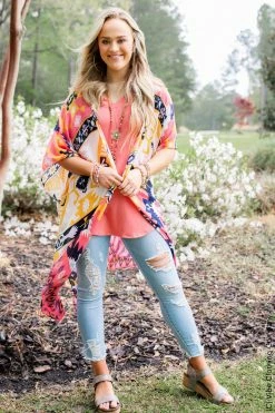 003 New Cardigans & Vests Coral Oasis Kimono