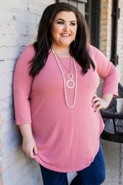 001 New Basics Crazy For You Top- Dusty Rose