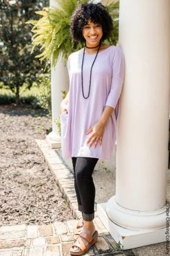 Zen New Basics Do Wah Diddy Dolman Tunic - Lavender Thistle