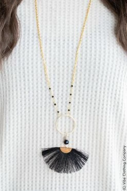 ViVi Liam Jewelry New Jewelry Fandango Fringe Necklace - Black