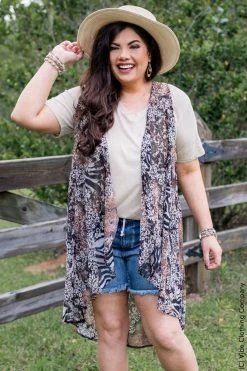 006 Leopard & Lace High Low Vest