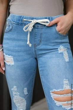 009 New Bottoms Mid-Wash Distressed Skinny Jeans