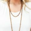 028 Leopard Pave Wrap Necklace - Dk Gold New Jewelry