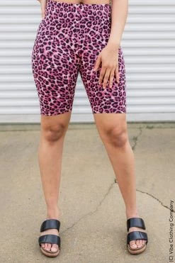001 Pink Leopard Biker Shorts New Arrivals