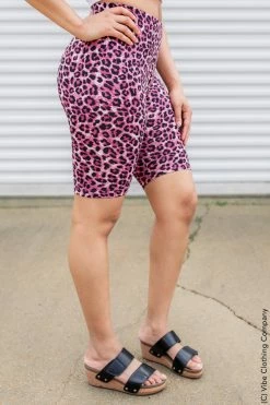 001 Pink Leopard Biker Shorts New Arrivals
