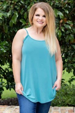 001 Keep On Runnin' Reversible Tank - Lagoon Blue