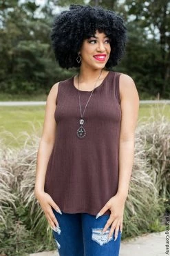 006 Roxy Ribbed Tank- Espresso New Basics