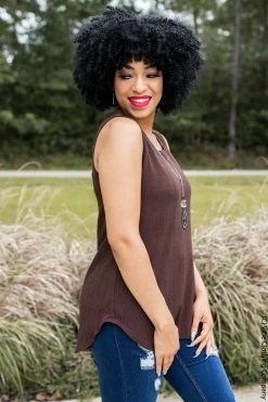 006 Roxy Ribbed Tank- Espresso New Basics