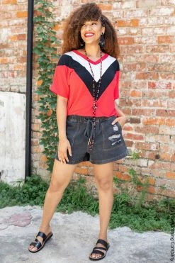 015 Run Around Denim Shorts - Light Black New Bottoms