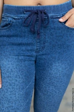 019 New Bottoms SoHo Leopard Skinnies - Indigo