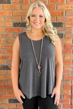 ShopBasic New Basics Tamelin Tank - Charcoal
