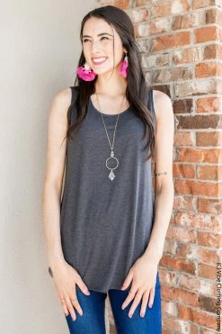 ShopBasic New Basics Tamelin Tank - Charcoal