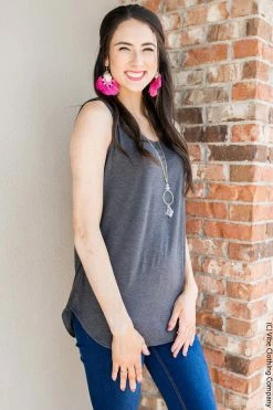 ShopBasic New Basics Tamelin Tank - Charcoal