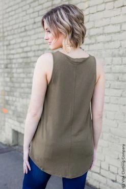 001 Tamelin Tank- Dk Olive Basic Tops 7 001 Tamelin Tank- Dk Olive Basic Tops