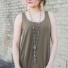 001 Tamelin Tank- Dk Olive Basic Tops