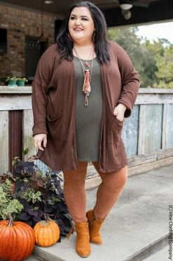 006 Wanderlust Waffle Cardigan - Chestnut Brown New Cardigans & Vests