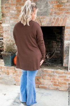 006 Wanderlust Waffle Cardigan - Chestnut Brown New Cardigans & Vests