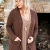 006 Wanderlust Waffle Cardigan - Chestnut Brown New Cardigans & Vests