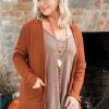 006 Wanderlust Waffle Cardigan - Cognac New Cardigans & Vests