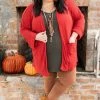 006 Wanderlust Waffle Cardigan - Rust Red