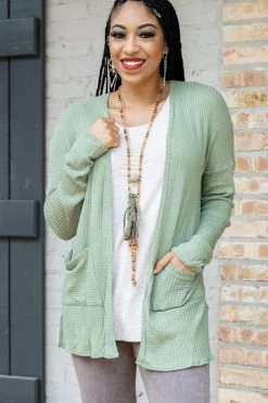006 New Cardigans & Vests Wanderlust Waffle Cardigan - Willow