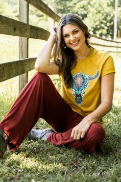 Mark Tee New Graphic Tees Aztec Cow Skull Graphic Tee