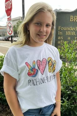 Mark Tee New Graphic Tees Peace Love FLIP FLOPS Graphic Tee - Youth 9 Mark Tee New Graphic Tees Peace Love FLIP FLOPS Graphic Tee - Youth