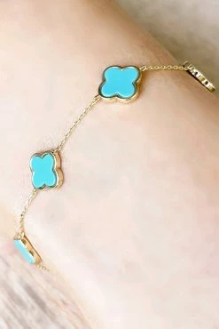 Ave Zoe Turquoise Quatrefoil Anklet