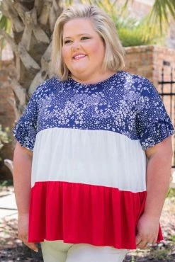 006 Americana Floral Top New Tops