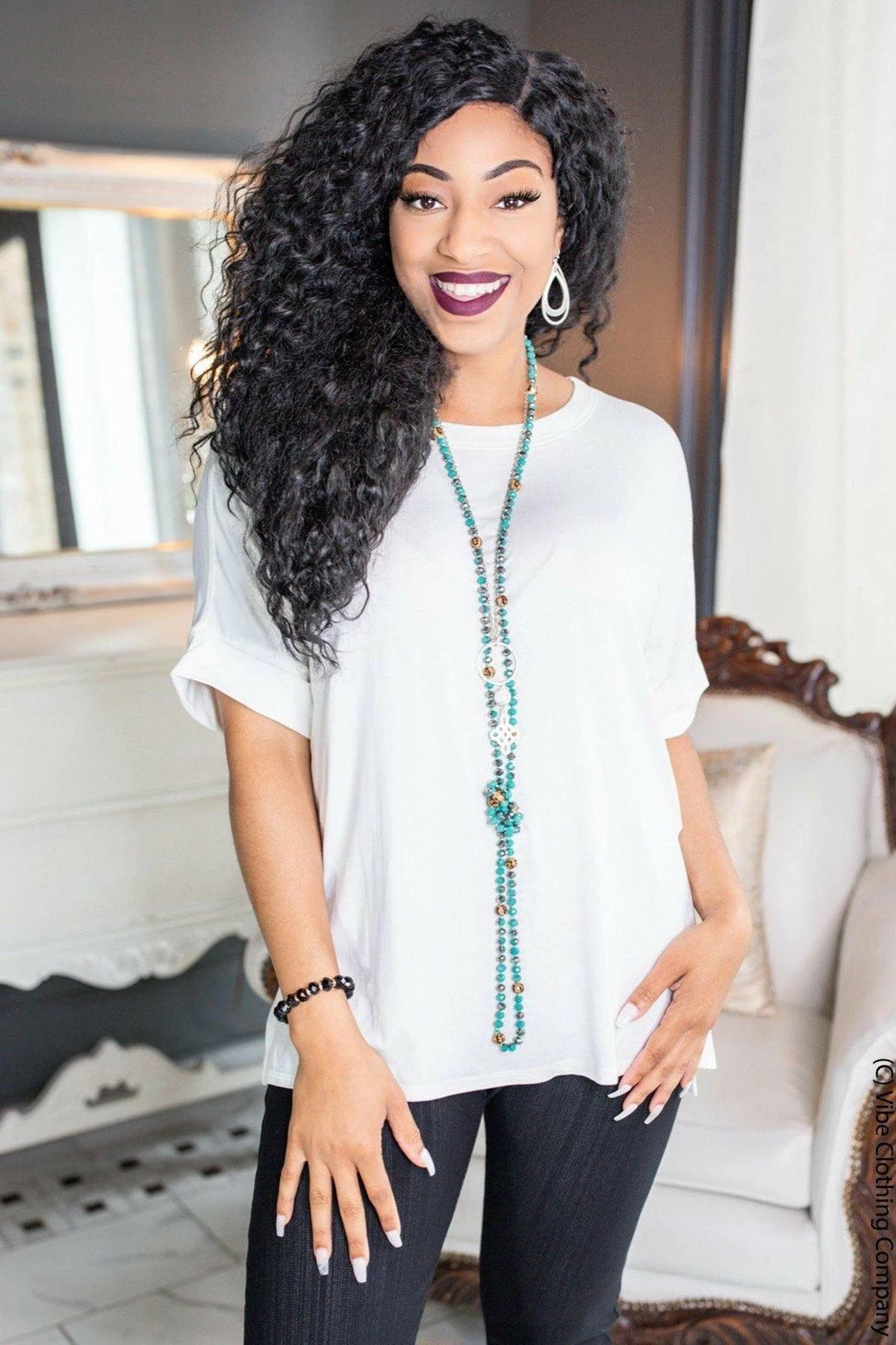 Shop Basic P9-247 Red, White & Blue Collection Trystan Tee - Soft White 3 Shop Basic P9-247 Red, White & Blue Collection Trystan Tee - Soft White