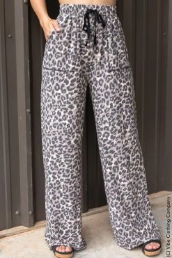 001 New Bottoms Wide Leg Animal Print Pants