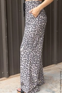 001 New Bottoms Wide Leg Animal Print Pants